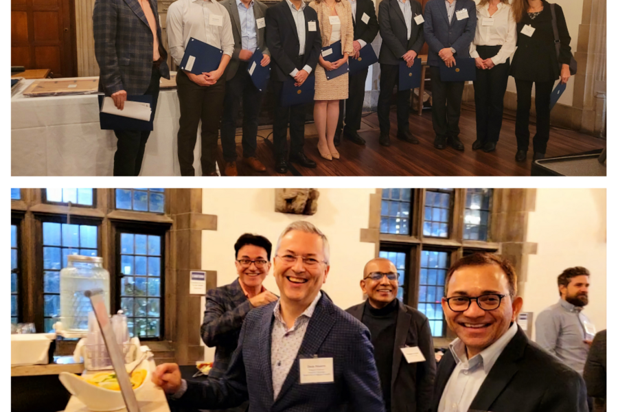 two group photos of radiologists from the department of medical imaging's faculty awards ceremony 
