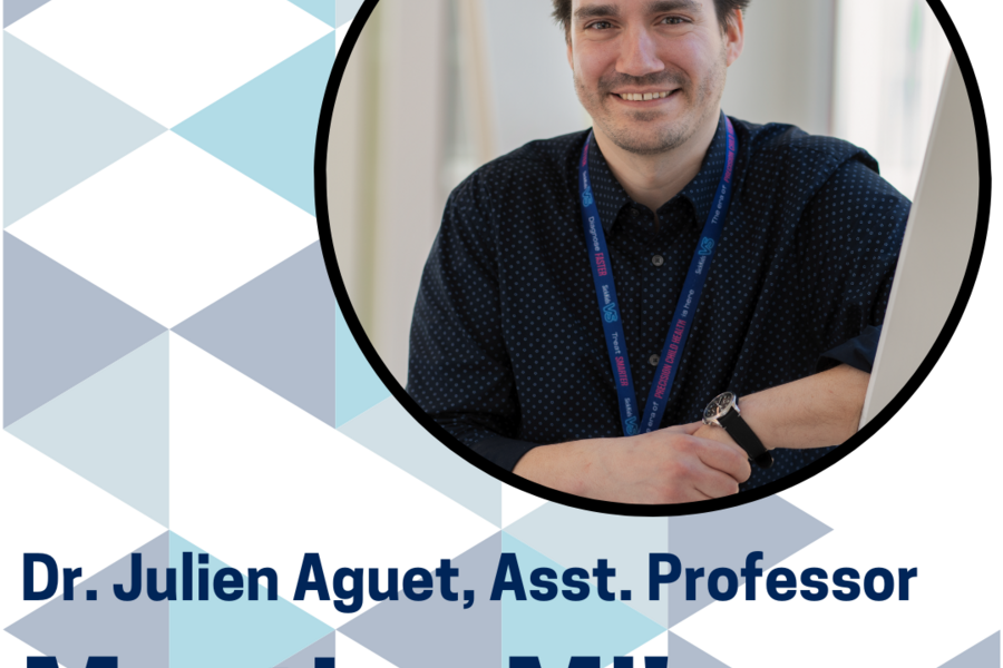 Headshot of Dr. Julien Aguet with text of his name, "Asst. Professor", and "Meeting MI"